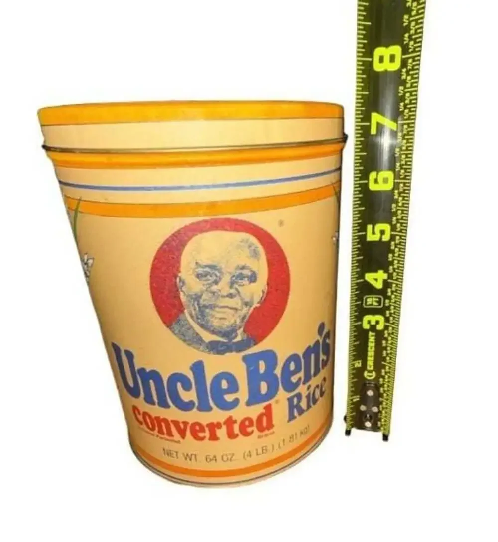 Vintage 1985 Uncle Ben's Rice Tin 64oz Container Kitchen Storage